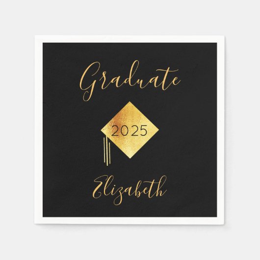 Afstuderen afstuderen pet met zwarte gouden  uit 2 servet (Voorkant)