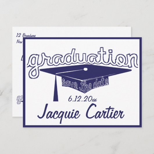 Afstuderen Afstuderen Save the Date Kaart (Voorkant / Achterkant)