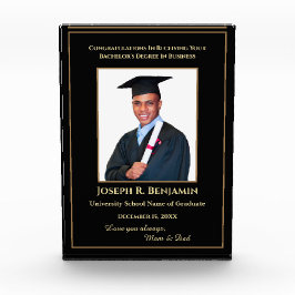 Afstuderen Afstuderen School College Gold Custom Fotoblokken