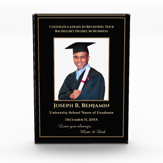 Afstuderen Afstuderen School College Gold Custom Fotoblokken (Voorkant)