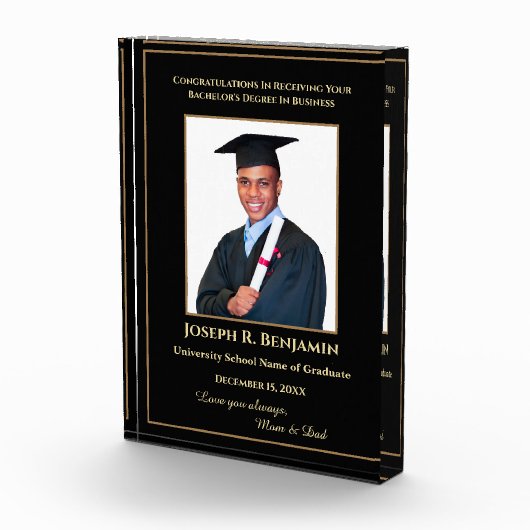 Afstuderen Afstuderen School College Gold Custom Fotoblokken (Rechts)