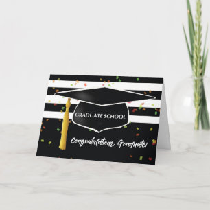 Afstuderen Afstuderen School met Pet Black White Kaart