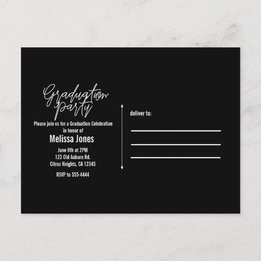 Afstuderen Afstuderen School Modern Photo Afbeeldi Uitnodiging Briefkaart (Achterkant)