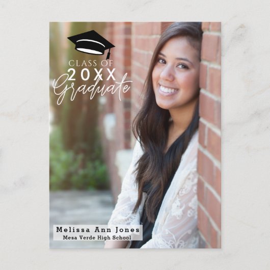 Afstuderen Afstuderen School Modern Photo Afbeeldi Uitnodiging Briefkaart (Voorkant)