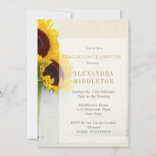 Afstuderen Afstuderen Zonnebloem Uitnodiging (Voorkant)
