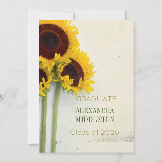 Afstuderen Afstuderen Zonnebloem Uitnodiging (Achterkant)
