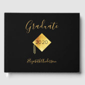 Afstuderen afstuderen zwart goud gastenboek (Voorkant)