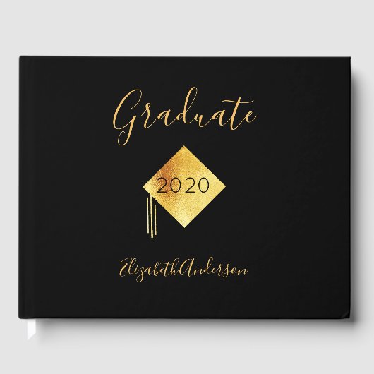 Afstuderen afstuderen zwart goud gastenboek (Voorkant)