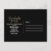 Afstuderen Afstuderen Zwart & Goud Moderne foto Uitnodiging Briefkaart (Achterkant)