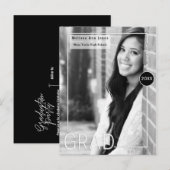 Afstuderen Afstuderen Zwart Wit Moderne foto Uitnodiging Briefkaart (Voorkant / Achterkant)