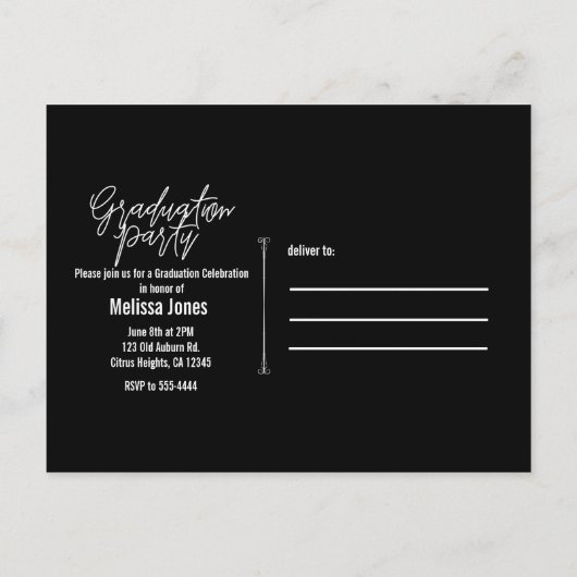 Afstuderen Afstuderen Zwart Wit Moderne foto Uitnodiging Briefkaart (Achterkant)