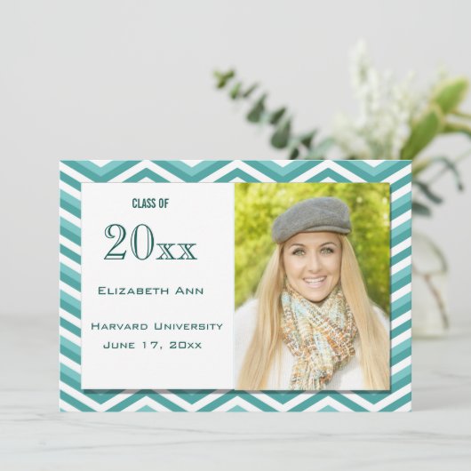 Afstuderen Aqua Chevron Kaart (Staand voorkant)