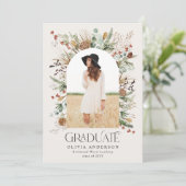 Afstuderen arch foto groen botanisch modern aankondiging (Staand voorkant)