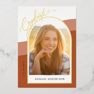 Afstuderen Arch Photos Terracotta Afstuderen Gold Folie Uitnodiging