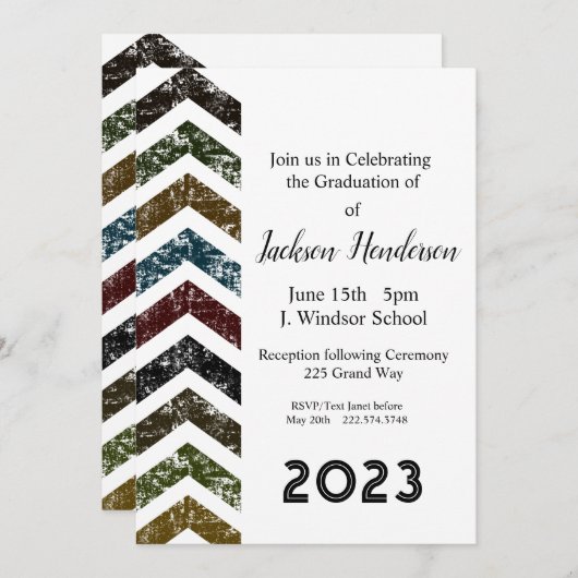 Afstuderen Arrow Invitation Class of 2023 Kaart (Voorkant / Achterkant)