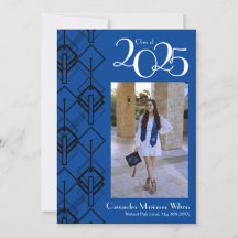Afstuderen Art Deco Black Blue-aankondiging