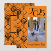 Afstuderen Art Deco Black Oranje aankondiging (Voorkant / Achterkant)