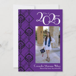 Afstuderen Art Deco Black Paarse aankondiging