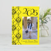 Afstuderen Art Deco Black Red kondiging Kaart (Staand voorkant)