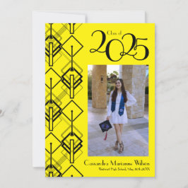 Afstuderen Art Deco Black Red kondiging Kaart