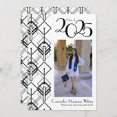 Afstuderen Art Deco Black White Aankondiging (Voorkant / Achterkant)