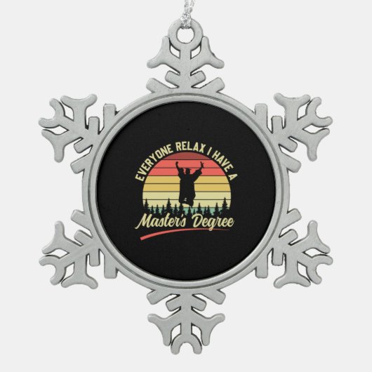 Afstuderen Art. | Ik heb een mastergraad Tin Sneeuwvlok Ornament (Voorkant)