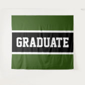 AFSTUDEREN Athletic donkergroen zwart wit strepen Wandkleed (Voorkant (horizontaal))