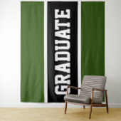 AFSTUDEREN Athletic donkergroen zwart wit strepen Wandkleed (In situ)