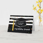 Afstuderen Bachelors graad met Pet Black White Kaart (Gele Bloem)