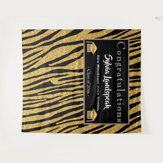 Afstuderen backdrop Gold Zebra Stripes Wandkleed (Voorkant (horizontaal))