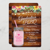 Afstuderen Backyard BBQ Mason Jar Invitation Kaart (Voorkant / Achterkant)