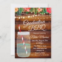 Afstuderen Backyard BBQ Mason Jar Invitation