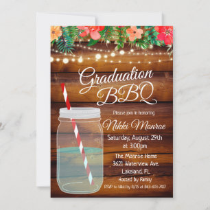 Afstuderen Backyard BBQ Mason Jar Invitation Kaart