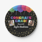 Afstuderen ballonnen Confetti Afstudeerder foto's Papieren Bordje (Voorkant)
