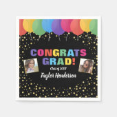 Afstuderen ballonnen Confetti Afstudeerder foto's Servet (Voorkant)