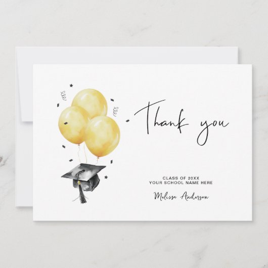 Afstuderen ballonnen Dank u Bedankkaart (Voorkant)
