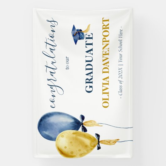 Afstuderen ballonnen spandoek (Verticaal)