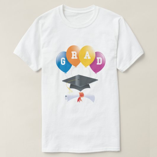 Afstuderen Balloons Afstudeerder Diploma Pet T-Shi T-shirt (Design voorkant)