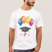 Afstuderen Balloons Afstudeerder Diploma Pet T-Shi T-shirt (Voorkant)