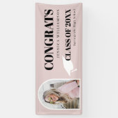 Afstuderen banner Modern Roze Arch Photo Congrates (Verticaal)