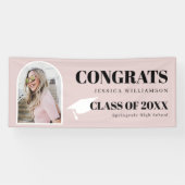 Afstuderen banner Modern Roze Arch Photo Congrates (Horizontaal)