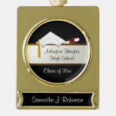 Afstuderen Banner Ornament wit Pet Verguld Banner Ornament (Voorkant)