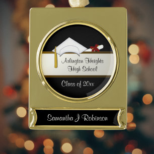 Afstuderen Banner Ornament wit Pet Verguld Banner Ornament