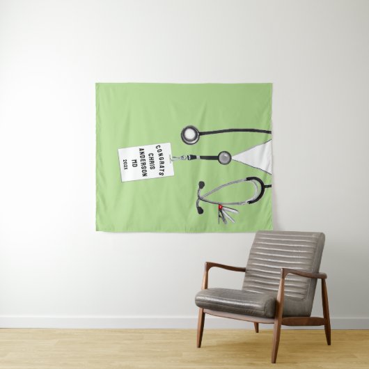 Afstuderen Banner Tapestry Medical School Doctor Wandkleed (In Situ (horizontaal))