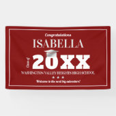 Afstuderen banner voor rode en witte schoolkleuren (Horizontaal)