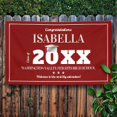 Afstuderen banner voor rode en witte schoolkleuren