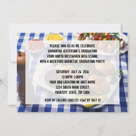 Afstuderen Barbeque, Burgers on Table Personalized Kaart (Achterkant)