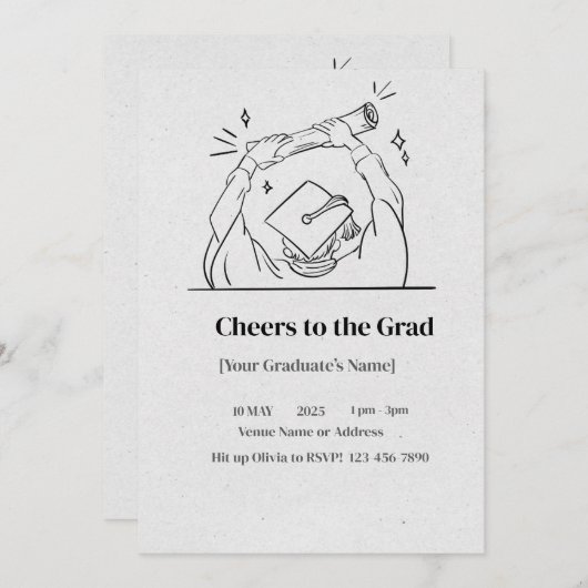 Afstuderen Bash – Elegant Custom Invite Feestdagenkaart (Voorkant / Achterkant)