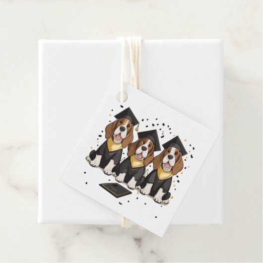 Afstuderen Basset Hound Dogs Bedankjes Labels (In situ)