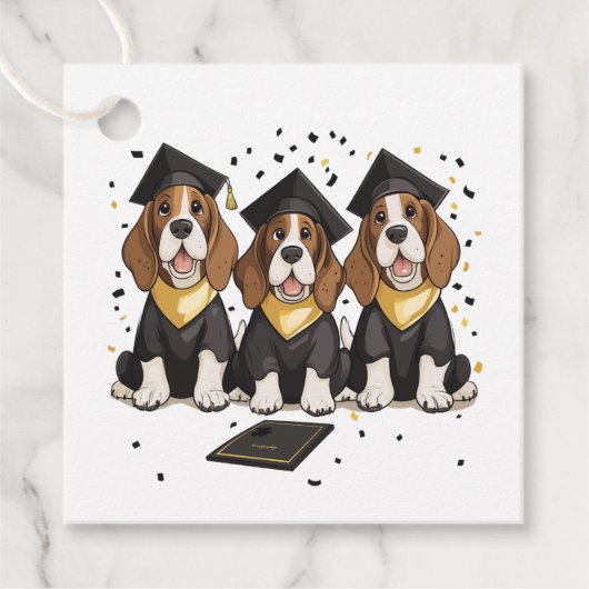 Afstuderen Basset Hound Dogs Bedankjes Labels (Voorkant)